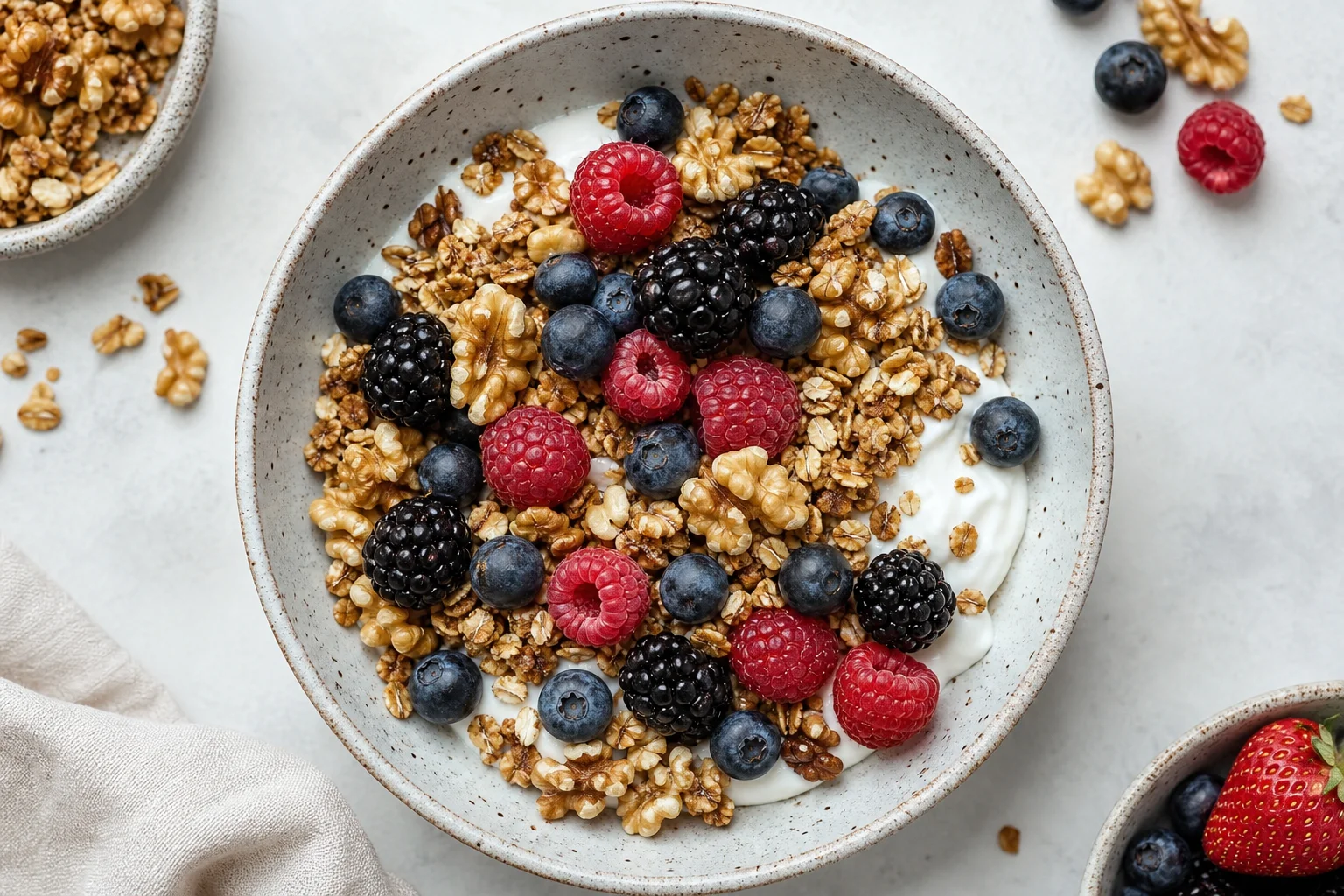 Granola s řeckým jogurtem a lesním ovocem