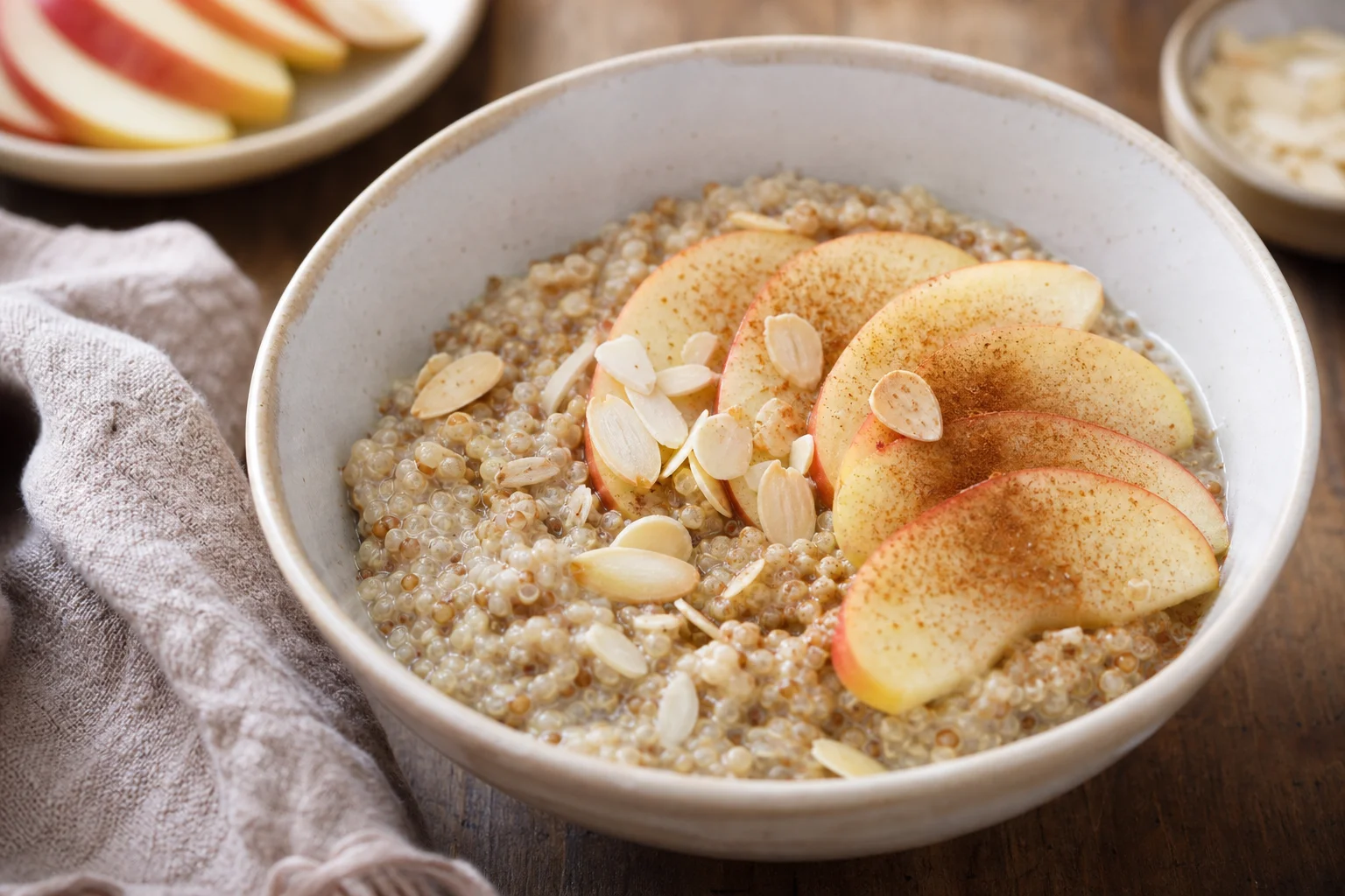 Quinoa kaše s jablkem a skořicí