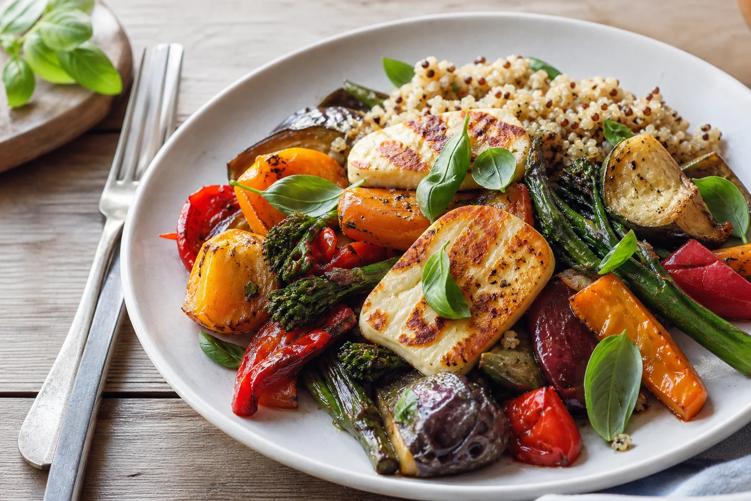 Pečená zelenina s halloumi a quinoou