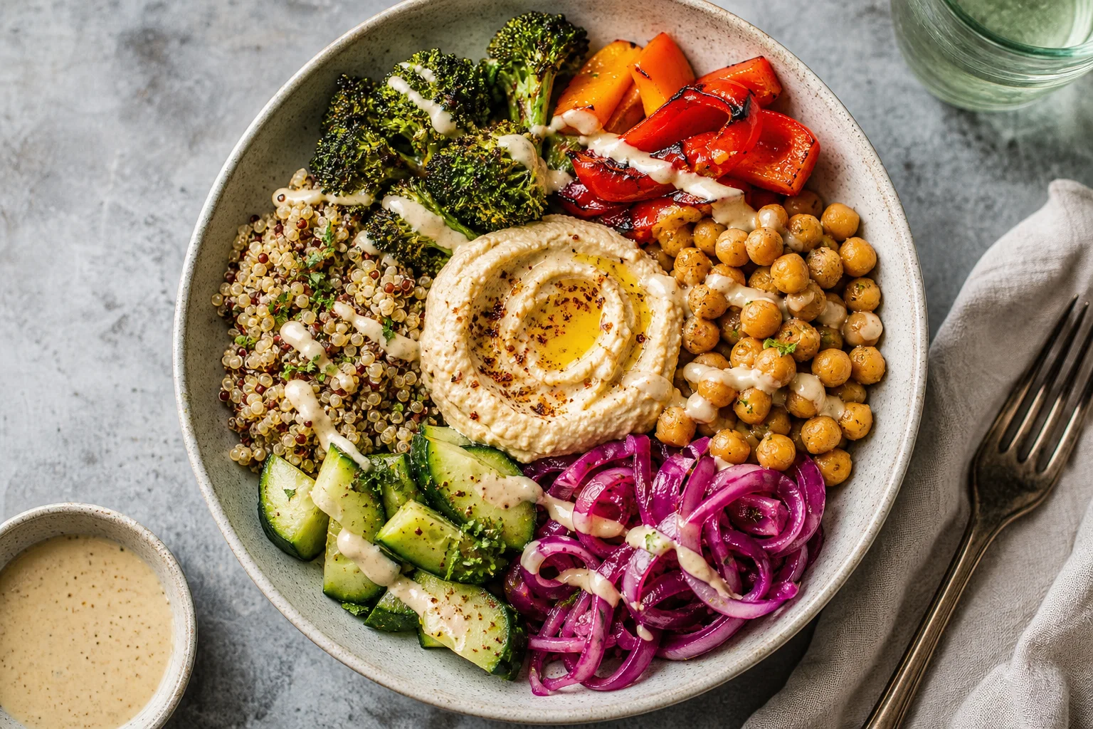 Středomořská bowl s cizrnou a tahini